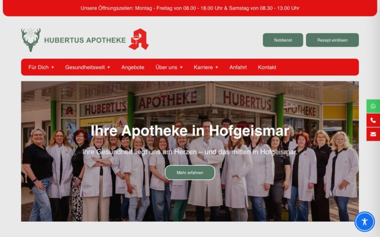 Startseite der Hubertus Apotheke Hofgeismar