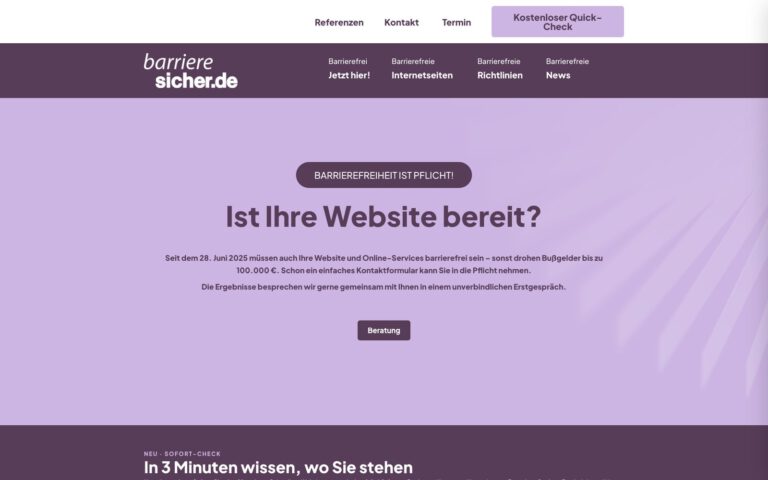 Startseite von barrieresicher.de