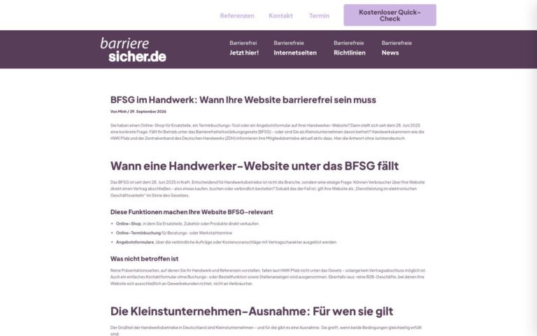 Ein Fachbeitrag auf barrieresicher.de