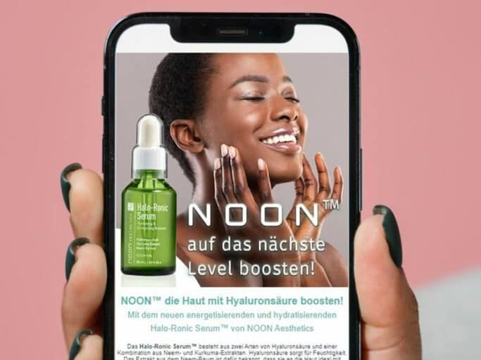 Newsletter von NOON Aesthetics auf einem Smartphone
